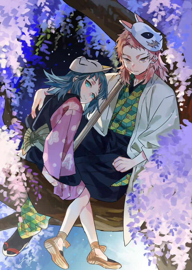 sabito and makomo (kimetsu no yaiba) drawn by yinghuo