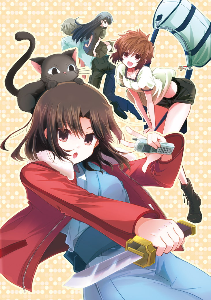 ryougi shiki, kokutou mikiya, ryougi mana, and seo shizune (kara no kyoukai) drawn by izumiya_otoha
