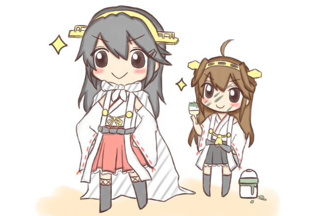 kongou and haruna (kantai collection) drawn by jako_(jakoo21)