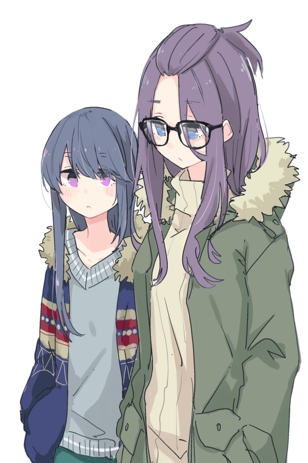 shima rin and kagamihara sakura (yurucamp) drawn by shiroshi_(denpa_eshidan)