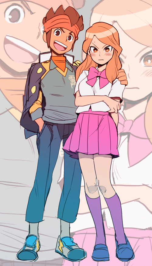 endou mamoru and raimon natsumi (inazuma eleven and 1 more) drawn by shatou_(c-com)