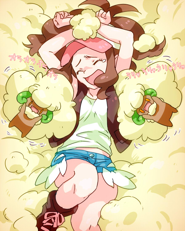 hilda and whimsicott (pokemon and 1 more) drawn by yapo_(mess)