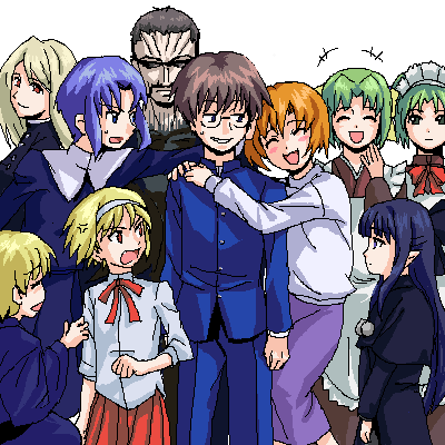 furude rika, arcueid brunestud, ryuuguu rena, houjou satoko, sonozaki mion, and 14 more (higurashi no naku koro ni and 1 more) drawn by 1_(artist)