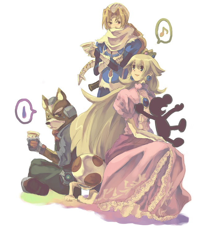 princess peach, sheik, toad, fox mccloud, red toad, and 1 more (the legend of zelda and 5 more)