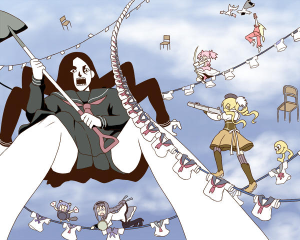 akemi homura, kaname madoka, tomoe mami, kyubey, itoshiki nozomu, and 2 more (mahou shoujo madoka magica and 1 more) drawn by lee_(monsterheart)