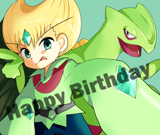 sceptile and emerald (pokemon and 1 more) drawn by mokorei
