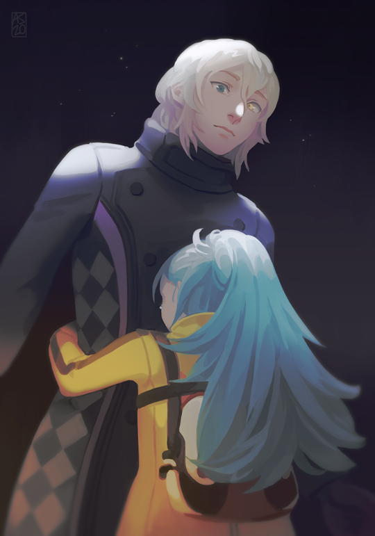 okiura mizuki and date kaname (ai the somnium files) drawn by driftwoodwolf