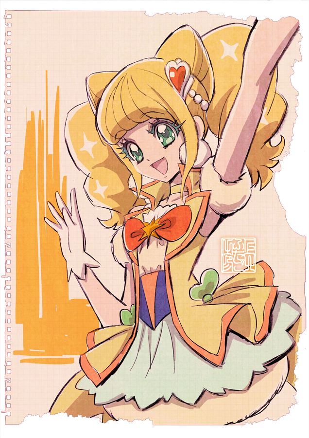 hiramitsu hinata and cure sparkle (precure and 1 more) drawn by kamikita_futago
