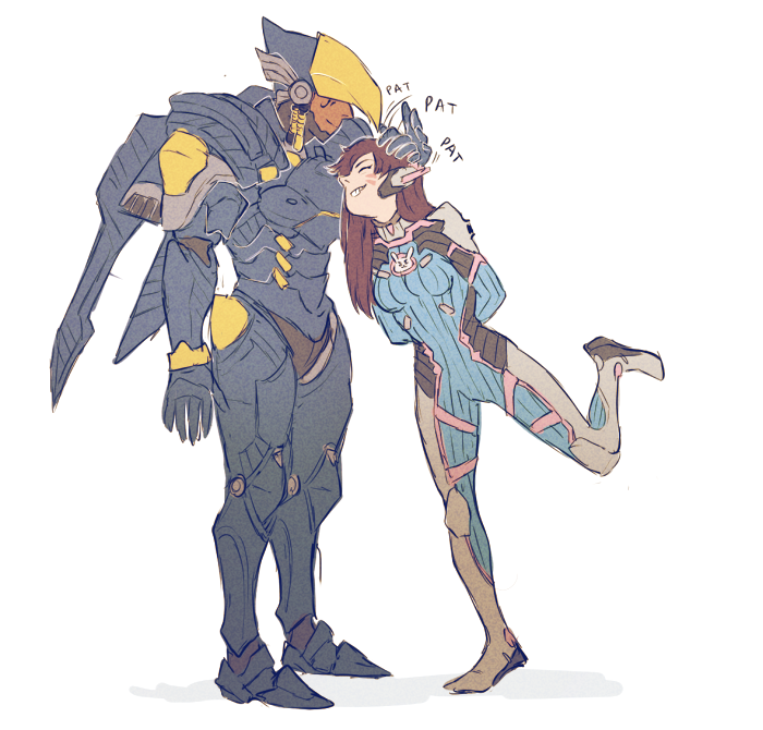 d.va and pharah (overwatch and 1 more) drawn by papabay