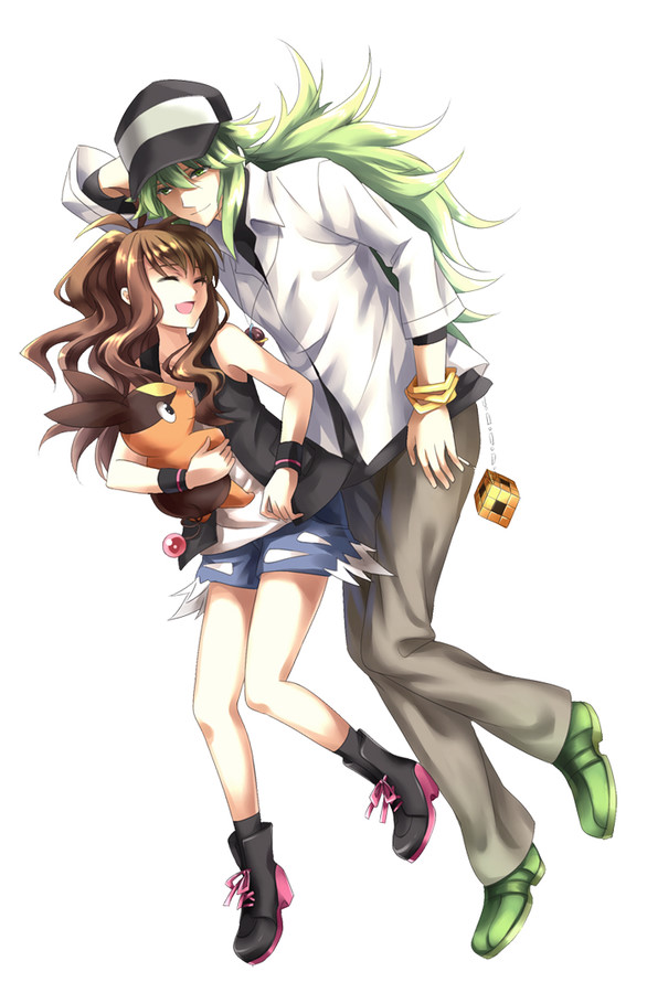 hilda, n, and tepig (pokemon and 1 more) drawn by althea_(sakiya0000)