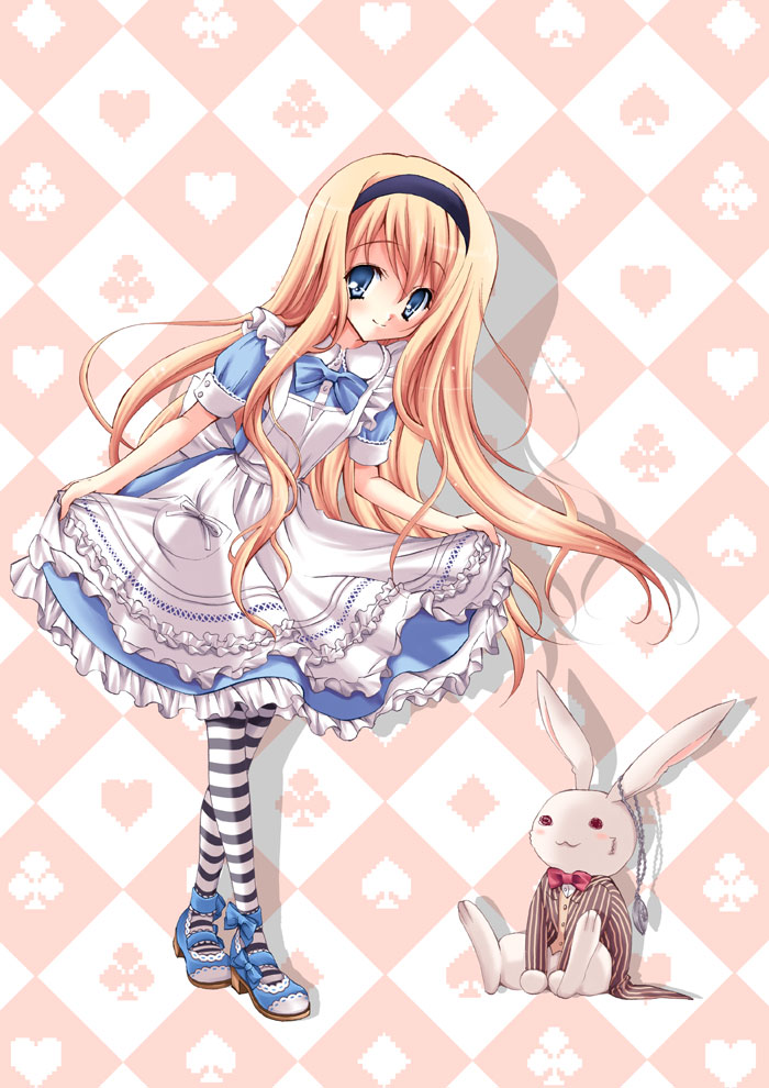 alice and white rabbit (alice's adventures in wonderland) drawn by yukiwo