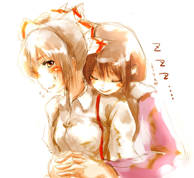 fujiwara no mokou and houraisan kaguya (touhou) drawn by yae_(mono110)