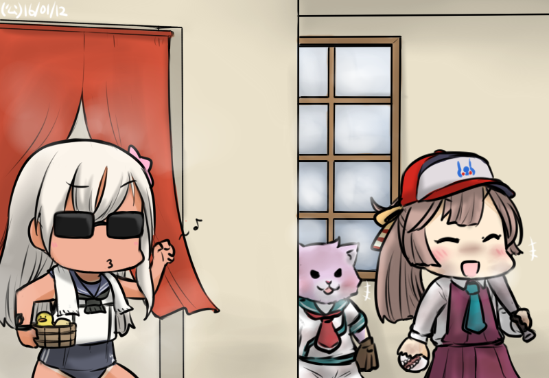 ro-500, tama, and kazagumo (kantai collection) drawn by hamu_koutarou