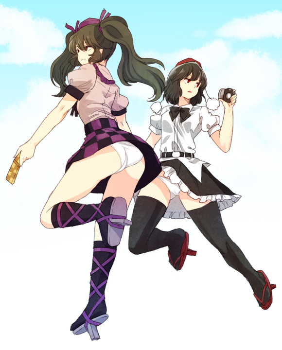 shameimaru aya and himekaidou hatate (touhou) drawn by urin