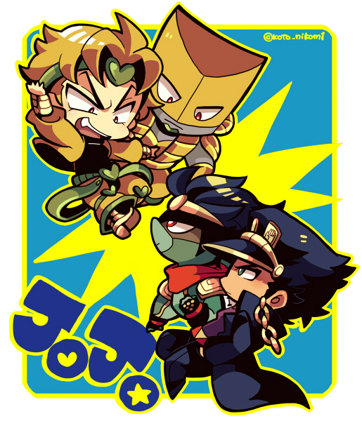 kujo jotaro, dio brando, star platinum, and the world (jojo no kimyou na bouken and 1 more) drawn by kotorai