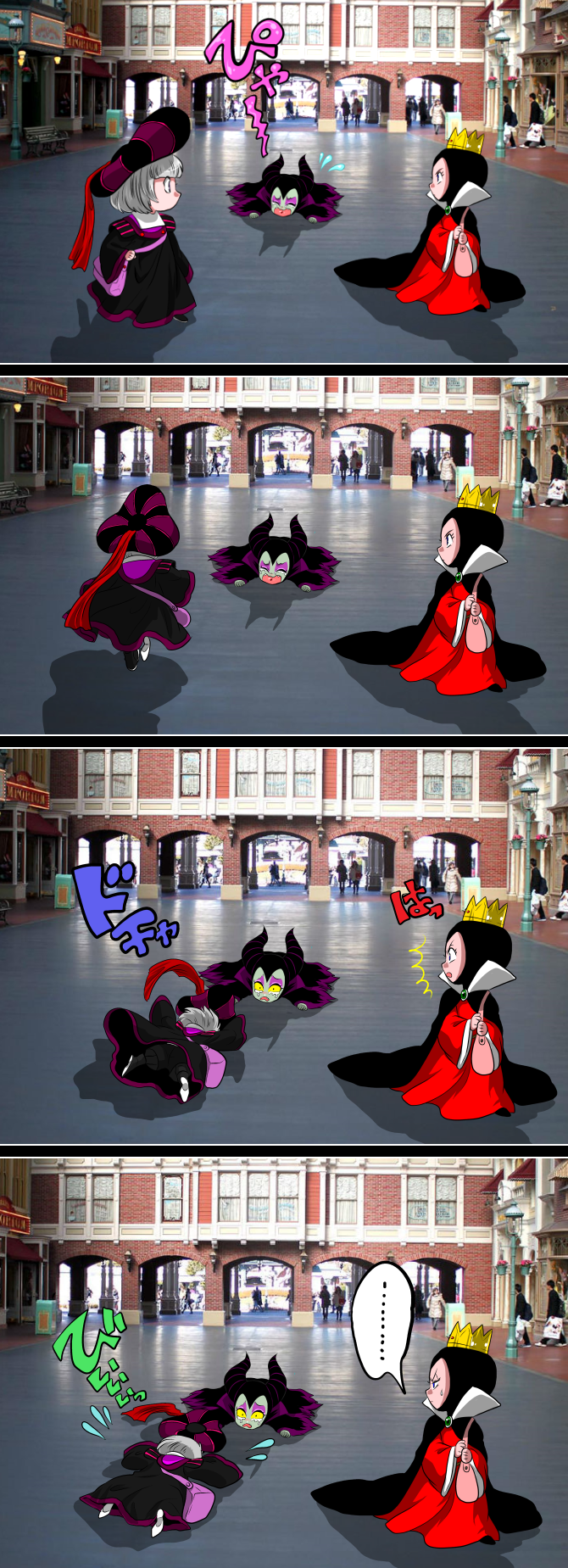 maleficent, claude frollo, and queen grimhilde (disneyland and 4 more) drawn by marimo_(yousei_ranbu)
