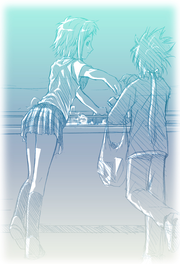 murakami natsumi and inugami kotarou (mahou sensei negima!) drawn by puyo_(puyotopia)