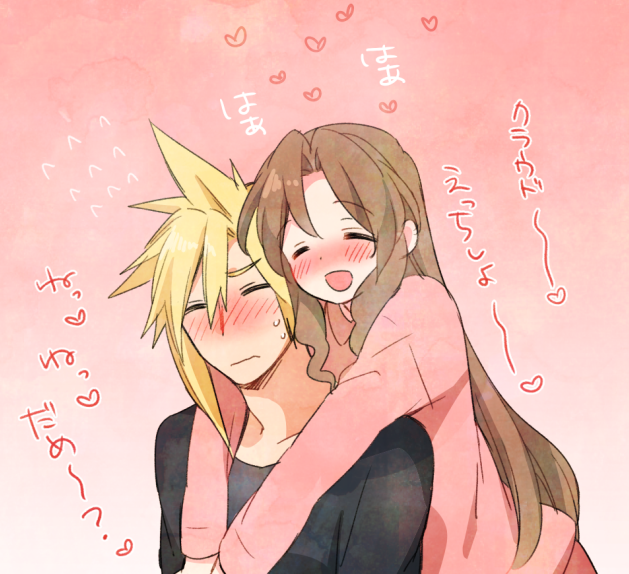 cloud strife and aerith gainsborough (final fantasy and 1 more) drawn by krudears