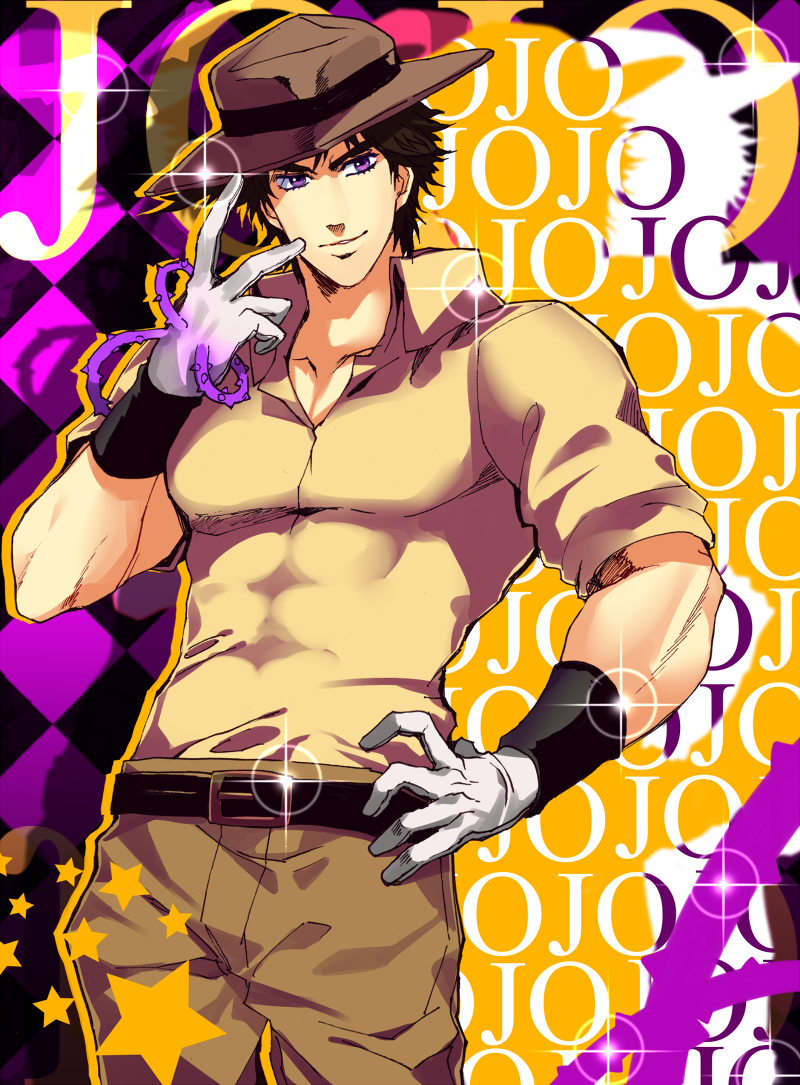 joseph joestar and hermit purple (jojo no kimyou na bouken and 1 more) drawn by nitaka_(fujikichi)