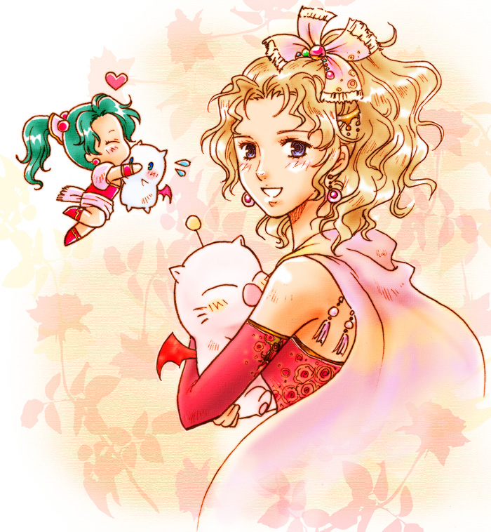terra branford and moogle (final fantasy and 1 more) drawn by sean_(sevenchances)