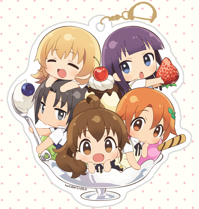 taneshima popura, inami mahiru, yamada aoi, todoroki yachiyo, and shirafuji kyouko (working!!) drawn by tokira_nozumi