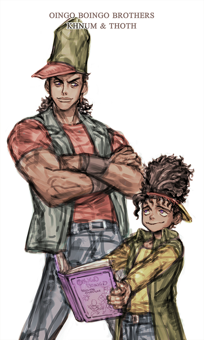 boingo, oingo, and thoth (jojo no kimyou na bouken and 1 more) drawn by  gap_(pdmng)