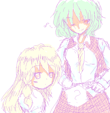 kirisame marisa and kazami yuuka (touhou) drawn by tamahaga