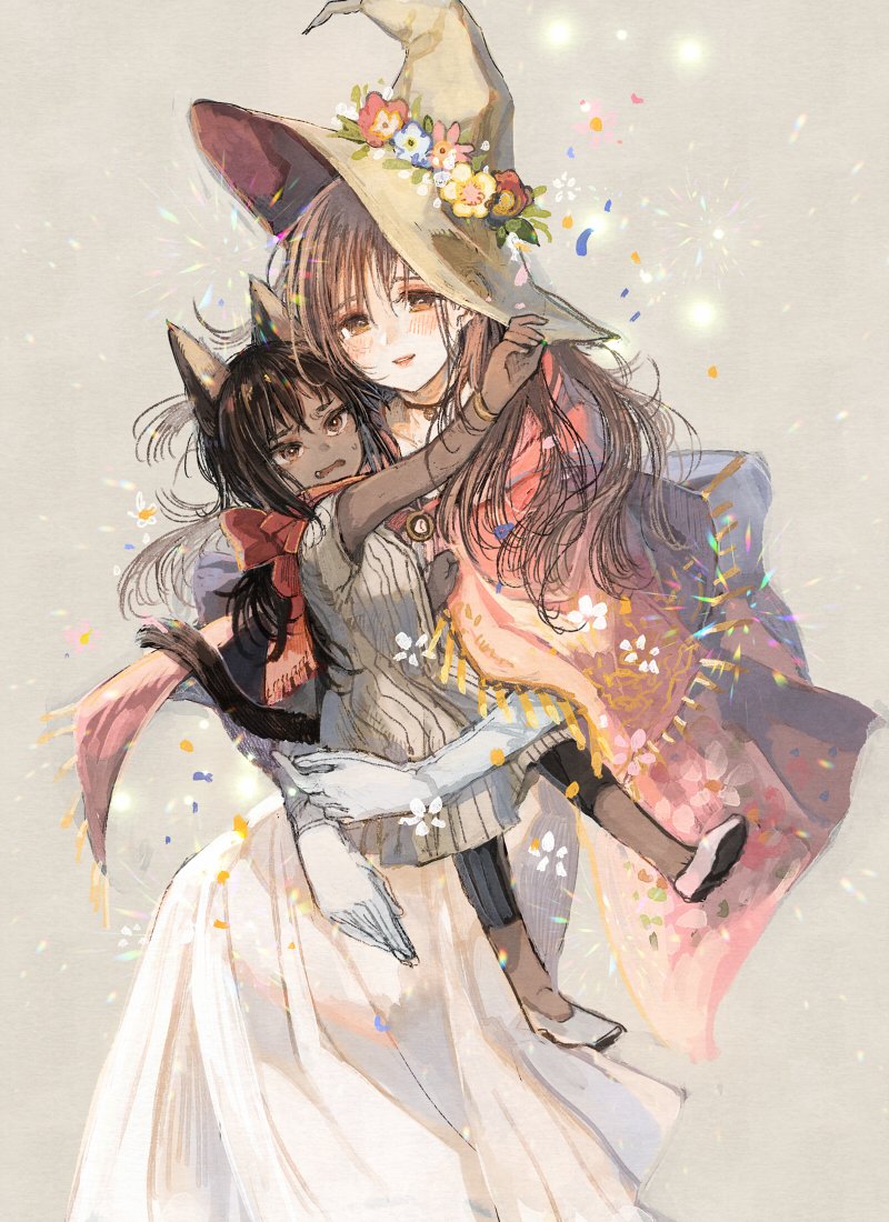 kuro and flora (majo to tsukaima) drawn by itou_hachi