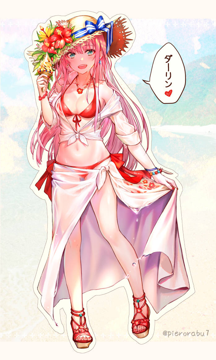 zero two (darling in the franxx) drawn by pierorabu