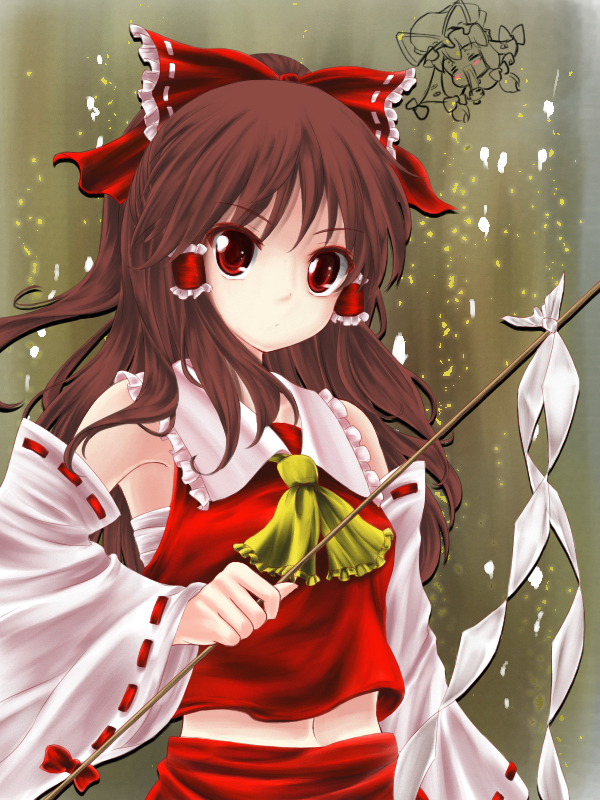 hakurei reimu and yakumo yukari (touhou) drawn by kai_aki and r0g0b0