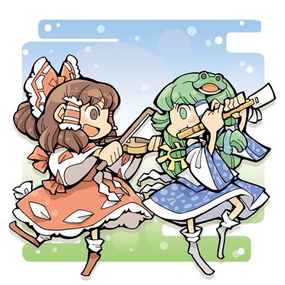 hakurei reimu and kochiya sanae (touhou) drawn by hounori
