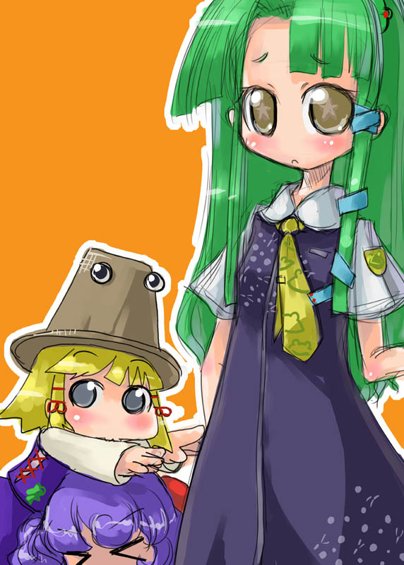 kochiya sanae, moriya suwako, yasaka kanako, and pyonta (touhou) drawn by tao_(kadoya)