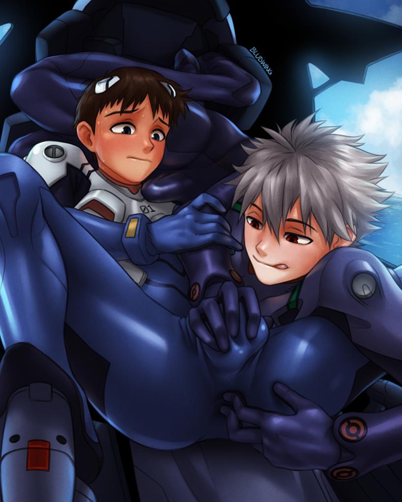 ikari shinji and nagisa kaworu (neon genesis evangelion) drawn by bludwing