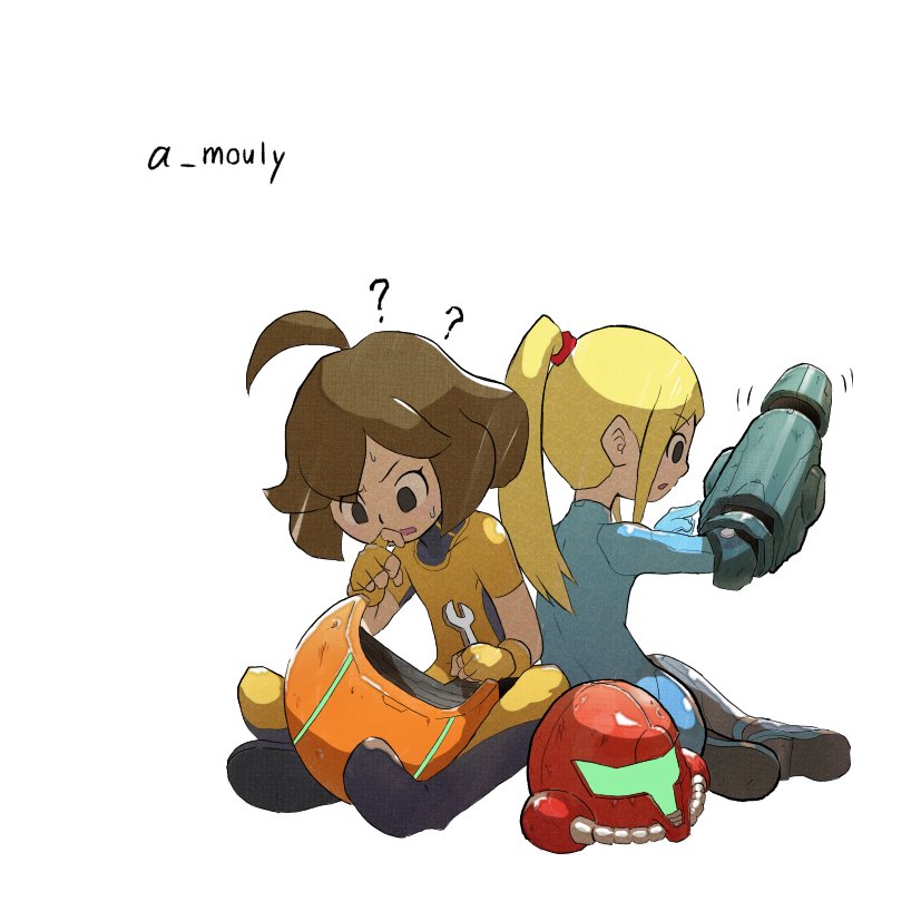 samus aran and mechanica (super smash bros. and 2 more) drawn by achillex_mouly