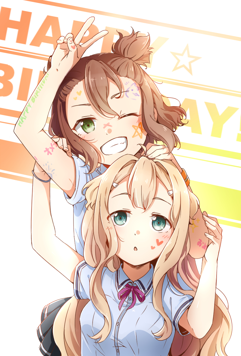 iyojima anzu and doi tamako (yuusha de aru and 1 more) drawn by eda_udon