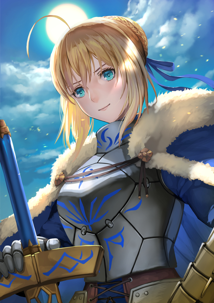 artoria pendragon and saber (fate and 2 more) drawn by maekawa_yuichi