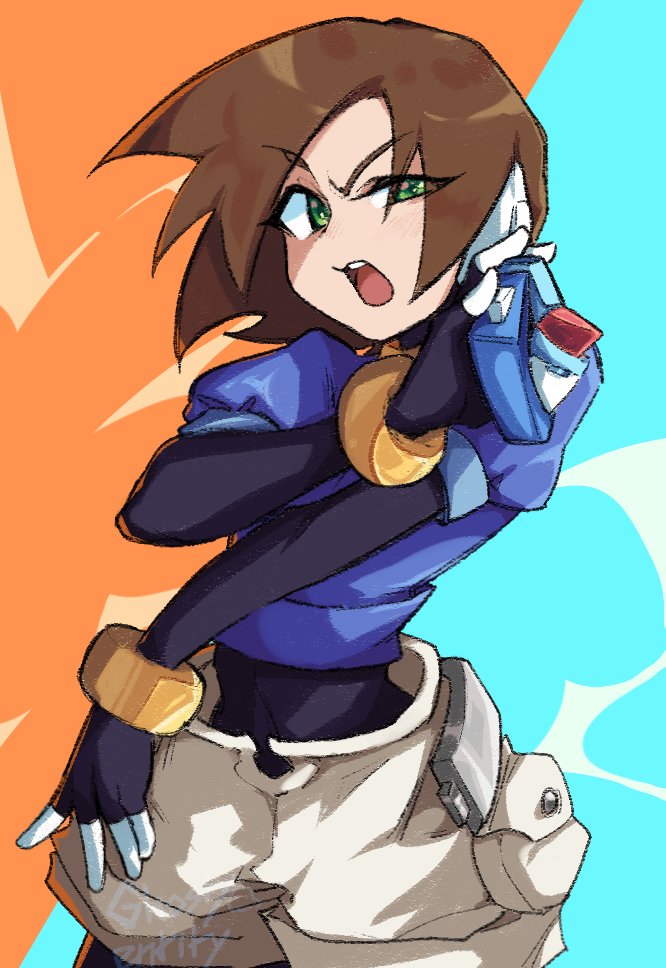 aile and model x (mega man and 1 more) drawn by ghosty_entity