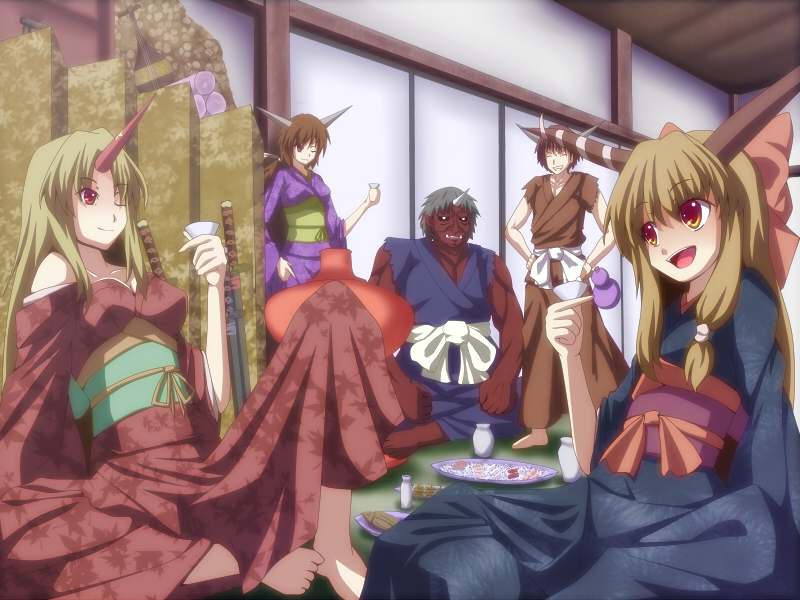 ibuki suika and hoshiguma yuugi (original and 1 more) drawn by ryosios