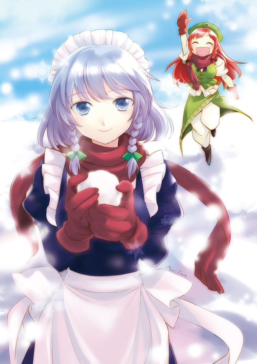 izayoi sakuya and hong meiling (touhou) drawn by primary_stage