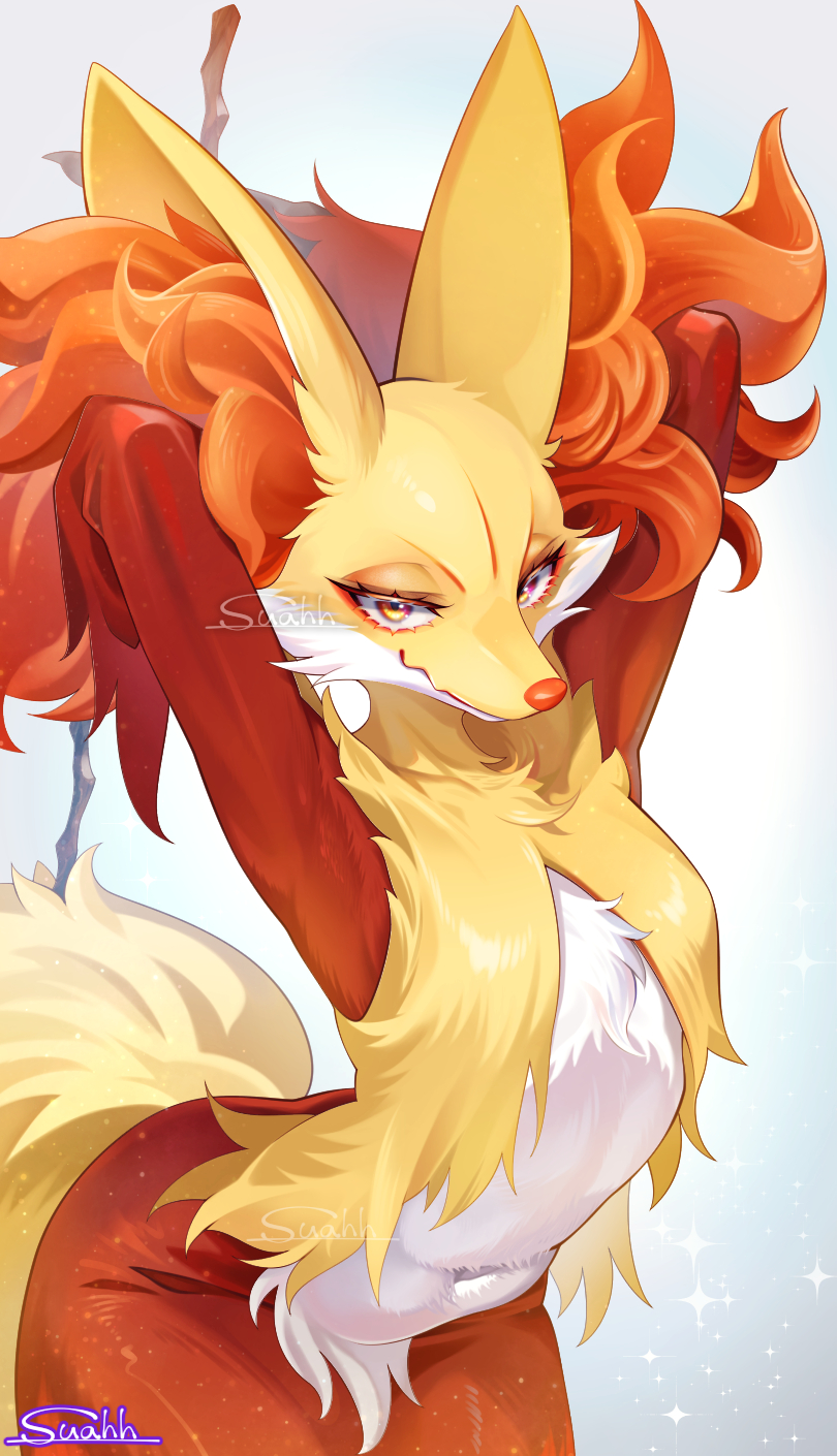 delphox (pokemon) drawn by suahh
