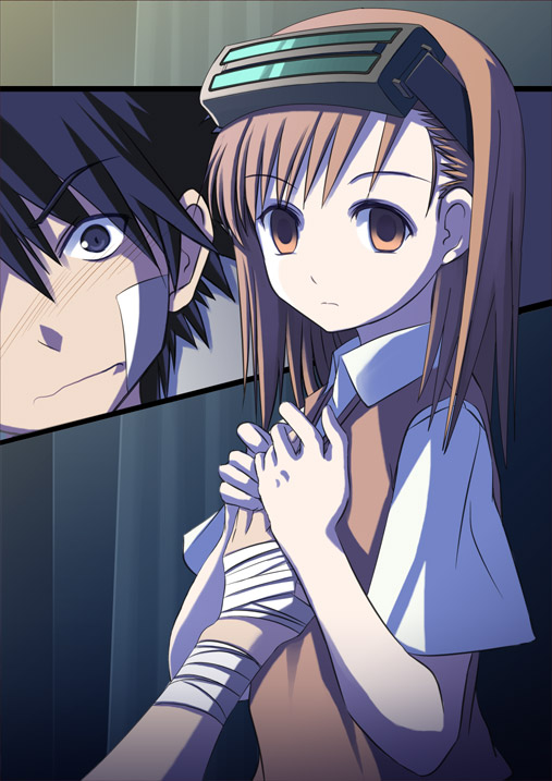 kamijou touma, misaka imouto, and misaka imouto 10032 (toaru majutsu no index and 1 more) drawn by yuuji_overall
