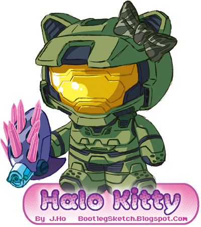 hello kitty and master chief (sanrio and 2 more) drawn by jasonhohoho