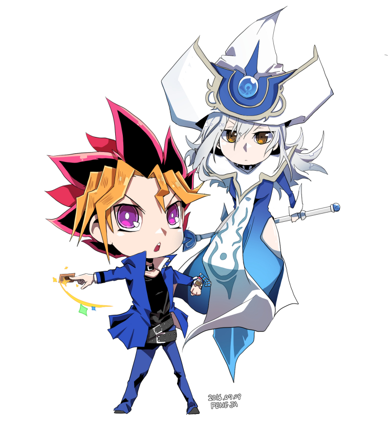 muto yugi and silent magician (yu-gi-oh!) drawn by peng_ja