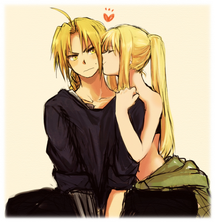 edward elric and winry rockbell (fullmetal alchemist) drawn by tsukuda0310