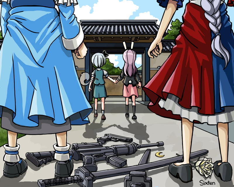 konpaku youmu, reisen udongein inaba, saigyouji yuyuko, and yagokoro eirin (touhou) drawn by sixten