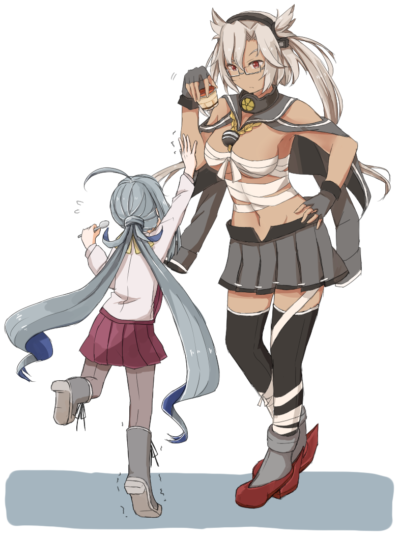 musashi, kiyoshimo, and musashi kai (kantai collection) drawn by riz_(ravel_dc)