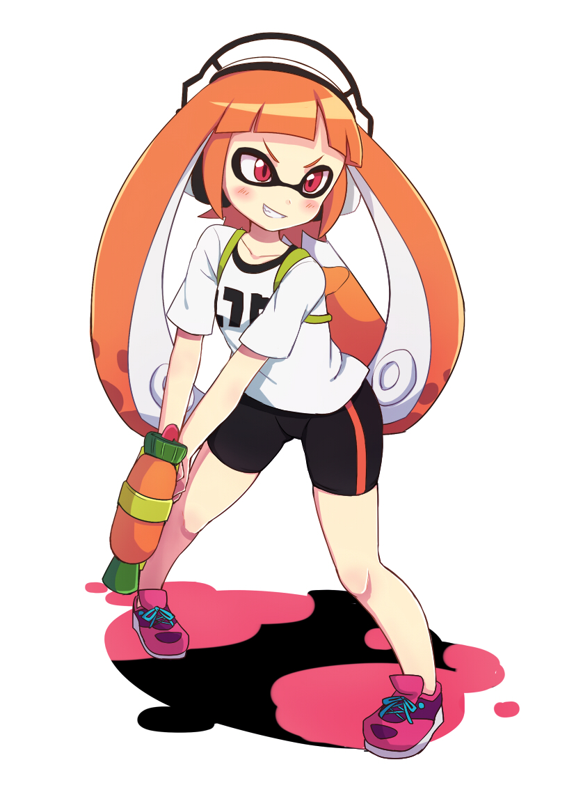 inkling player character and inkling girl (splatoon and 1 more) drawn by tproject09