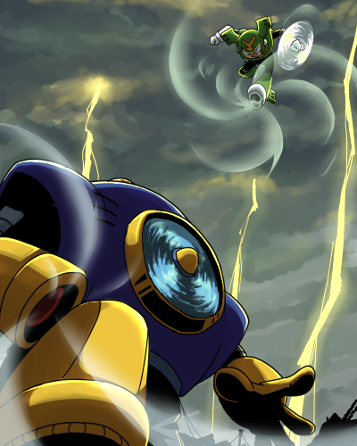 air man and tornado man (mega man and 2 more) drawn by nekoichi