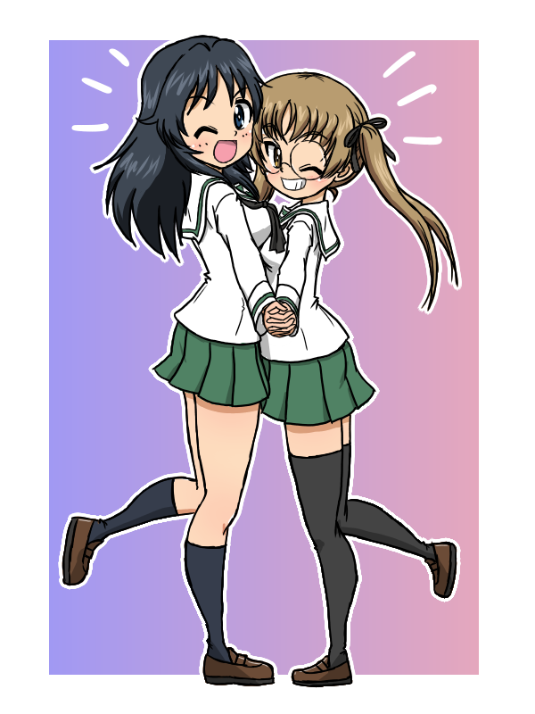 yamagou ayumi and oono aya (girls und panzer) drawn by takahashi_kurage
