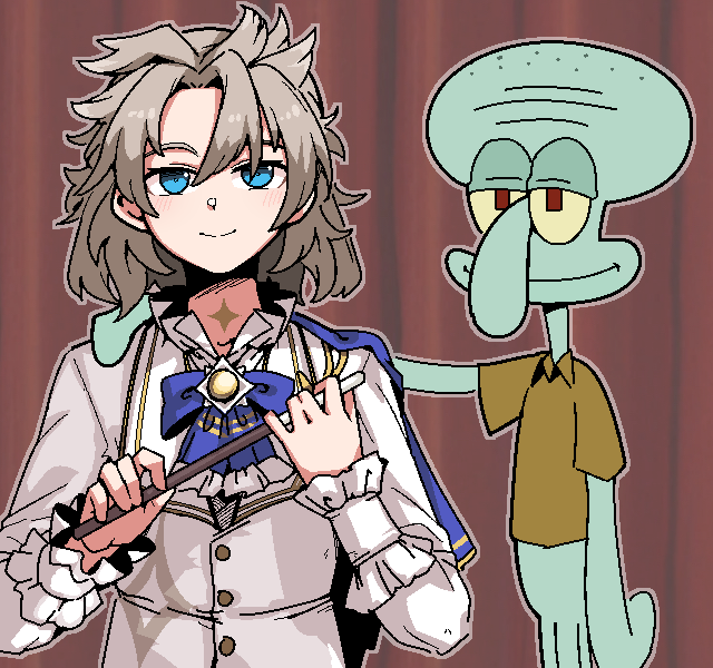 albedo and squidward tentacles (genshin impact and 1 more) drawn by formicid